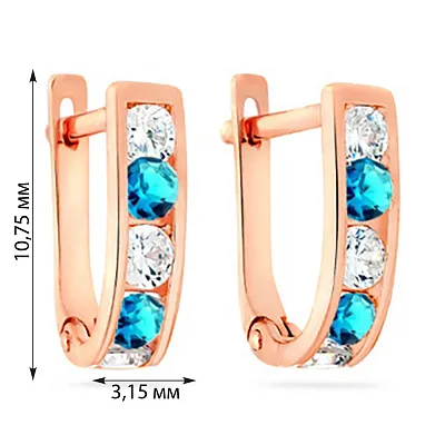 Детские золотые серьги с голубыми фианитами (арт. 110122г)