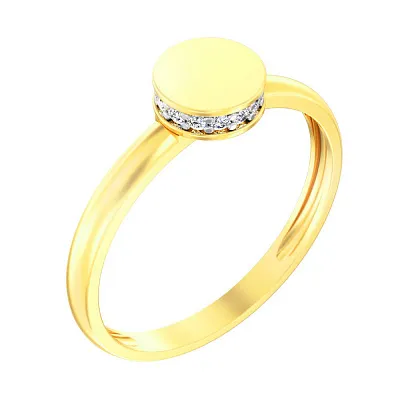 Золотое кольцо в желтом цвете металла с фианитами (арт. 141078ж)