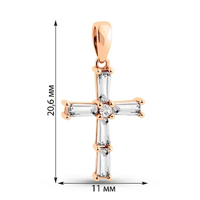 Подвес из красного золота Крест с фианитами (арт. 421685)