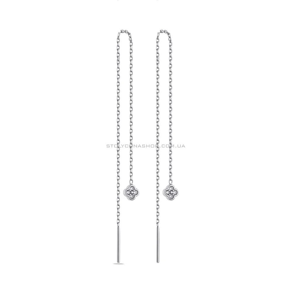 Довгі сережки-протяжки зі срібла з фіанітами (арт. 7502/4989) - цена