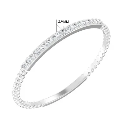 Тонкое кольцо из белого золота с дорожкой из бриллиантов (арт. К011354б)
