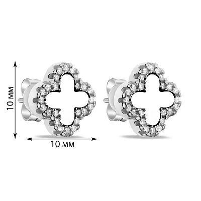 Срібні сережки "Клевер" з перламутром  (арт. 7518/5108/10п)
