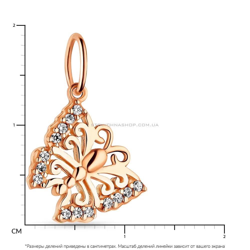 Золота підвіска «Метелик» з фіанітами (арт. 421951) - 2 - цена