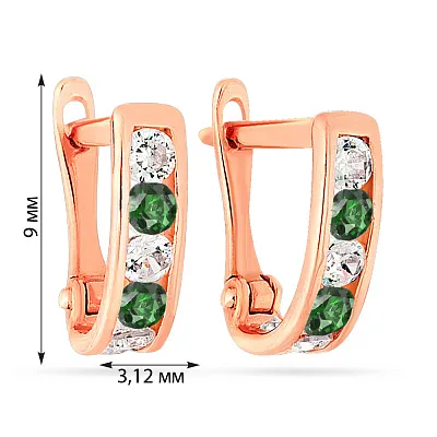 Дитячі золоті сережки з зеленими фіанітами (арт. 110144з)