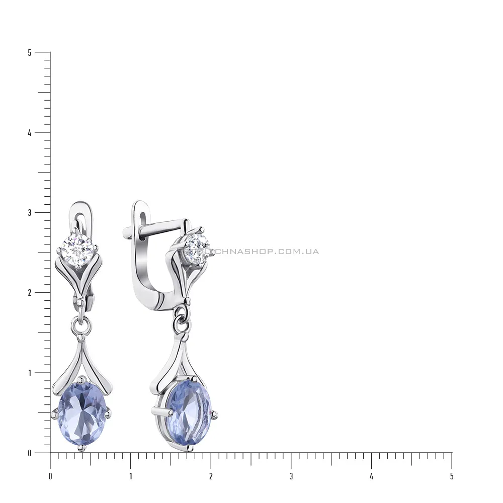 Срібні сережки підвіски з фіанітами (арт. 7502/3667цг)