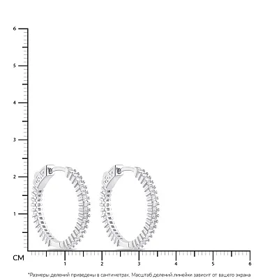 Серебряные серьги-кольца с квадратными фианитами  (арт. 7502/4738/25)
