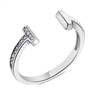 Безразмерное серебряное кольцо с фианитами  (арт. 7501/6507)