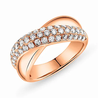 Массивное кольцо из красного золота с бриллиантами  (арт. К28000090)