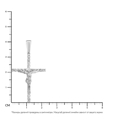 Крестик с распятием и фианитами из белого золота (арт. 501387б)