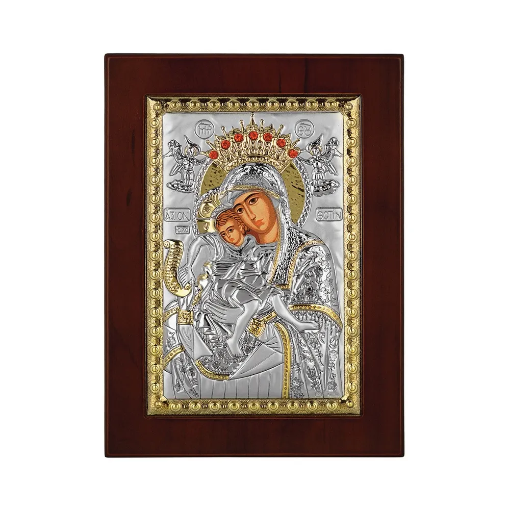 Икона Богородицы "Достойно есть" из серебра (125х100 мм) (арт. MA/E1101DX)