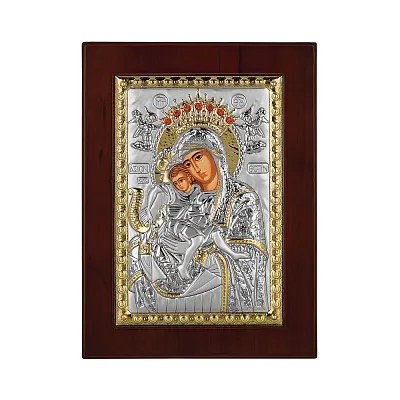 Икона Богородицы "Достойно есть" из серебра (125х100 мм) (арт. MA/E1101DX)
