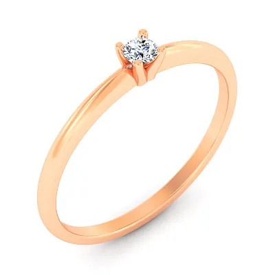 Помолвочное кольцо из красного золота с бриллиантом (арт. К011697010)