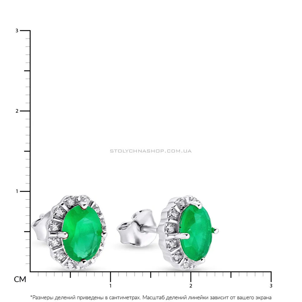 Серьги-пусеты из серебра с зелеными фианитами (арт. 7518/5387цз)