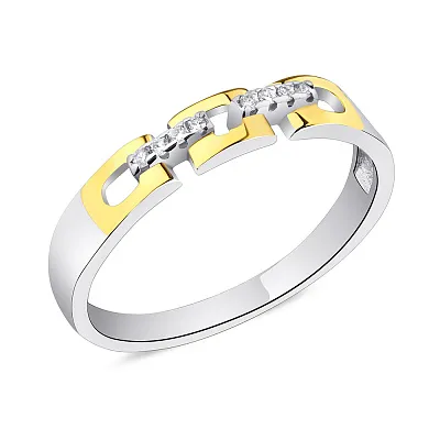 Серебряное кольцо с желтым родированием и фианитами (арт. 7501/5864/1бж)