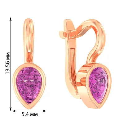 Детские золотые серьги с фиолетовым фианитом (арт. 110499ф)