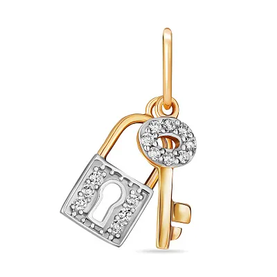 Золотий кулон «Ключик з замочком» з фіанітами (арт. 422400)