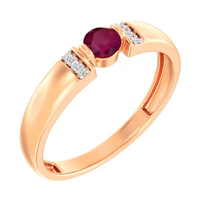 Золотое кольцо с рубином и бриллиантами (арт. К011067р)