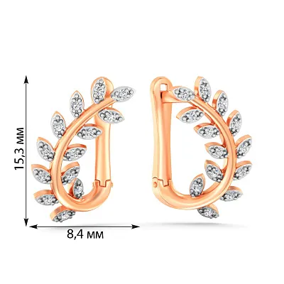 Золотые серьги Веточка с фианитами (арт. 111258)