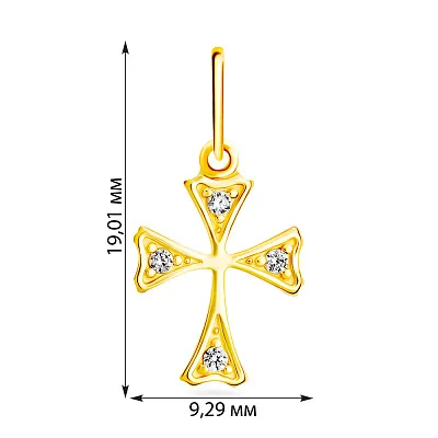 Золотая подвеска-крестик с фианитами (арт. 440456ж)