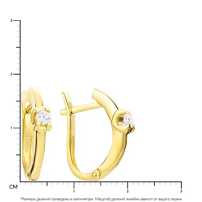 Золоті сережки в жовтому кольорі металу з фіанітами (арт. 110386ж)