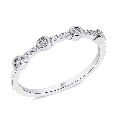 Тонкое серебряное кольцо с фианитами  (арт. 7501/5865)