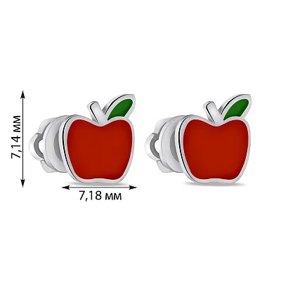 Срібні дитячі сережки Яблуко  (арт. 7518/1068векзсю)