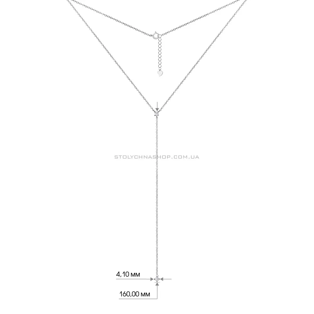 Кольє-краватка зі срібла з фіанітами (арт. 7507/1292) - 3 - цена