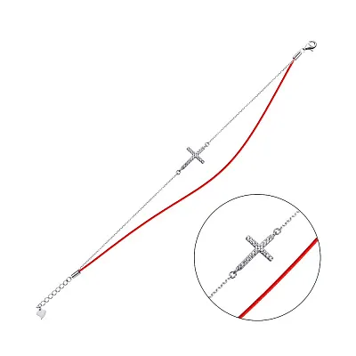 Браслет зі срібла з червоною ниткою (арт. 7309/1609к)