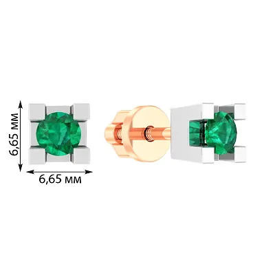 Золоті сережки пусети зі смарагдом (арт. Т011005и)