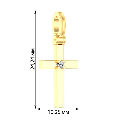 Хрестик з жовтого золота з діамантом  (арт. П011022ж)