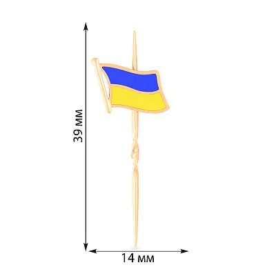 Золотой значок-шпилька Фалаг Украины с эмалью (арт. 360145есж)