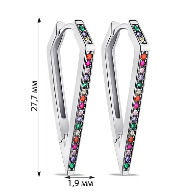 Сережки зі срібла з кольоровими альпінітами  (арт. 7502/9155/25ацв)