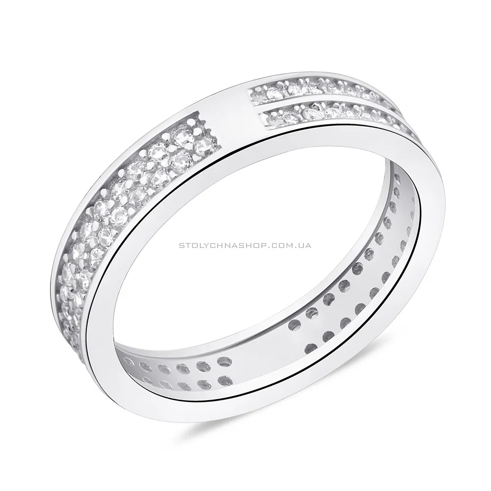 Двойное кольцо из серебра с фианитами (арт. 7501/КК2Ф/2062-17)