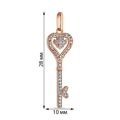 Підвіска з червоного золота "Ключик" з фіанітами (арт. 422394)