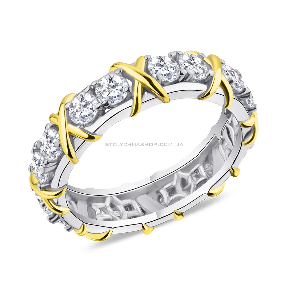 Кольцо из серебра с фианитами и с желтым родированием  (арт. 7501/5635бж) - цена