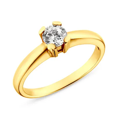 Золотое помолвочное кольцо с фианитом (арт. 140341ж)