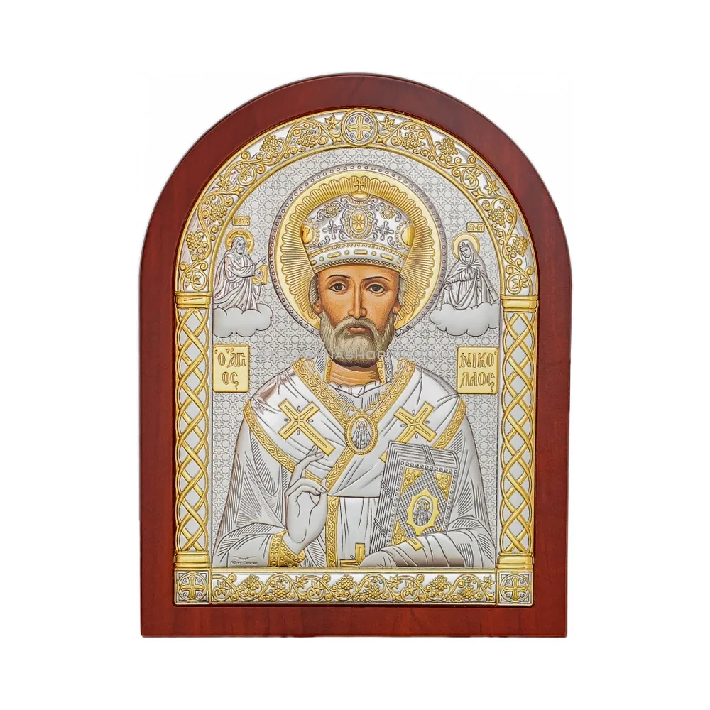 Икона "Николай Чудотворец" из серебра (197х147 мм) (арт. A-4/003G/K) - цена