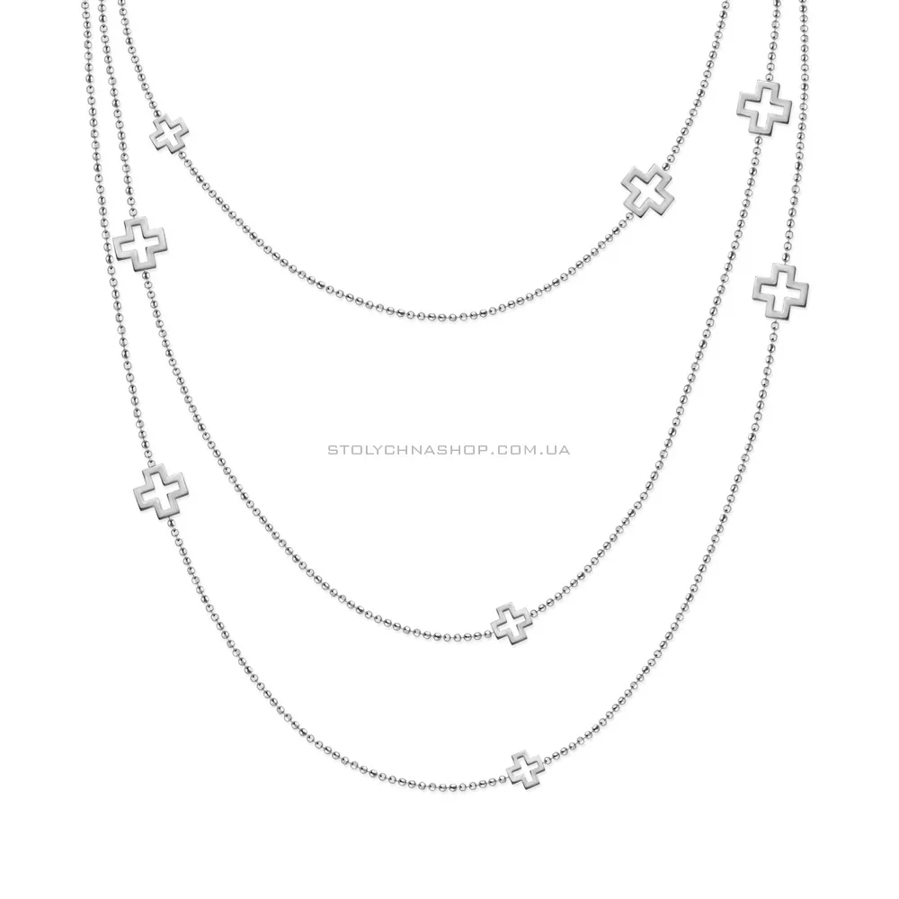 Колье с крестиками из белого золота (арт. 350932б) - цена