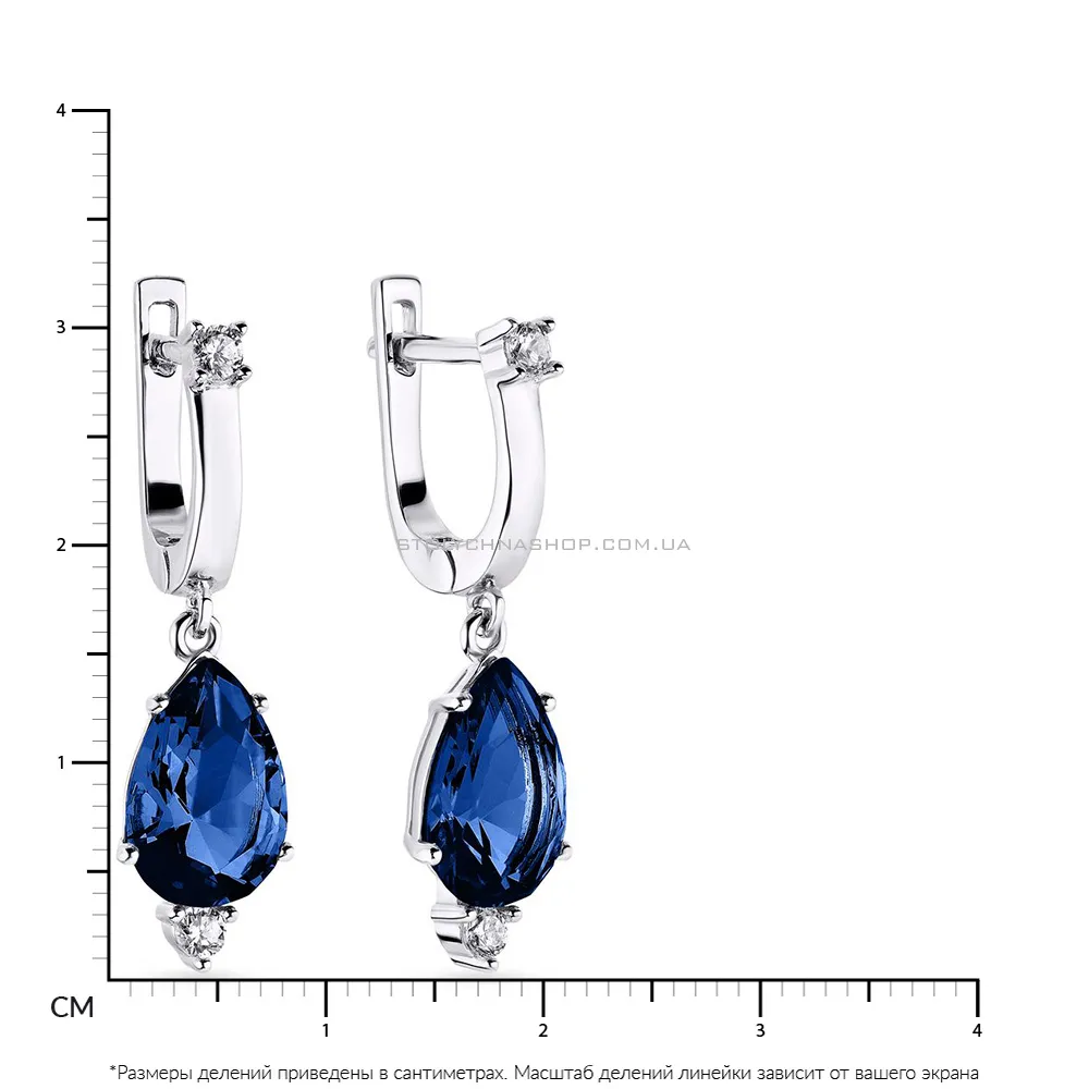 Срібні сережки з великими синіми фіанітами (арт. 7502/3609цс)