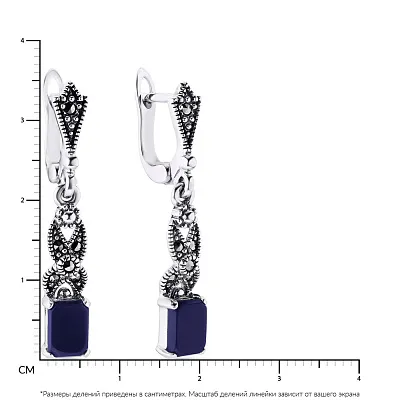Срібні сережки з синім оніксом (арт. 7402/3758мркос)