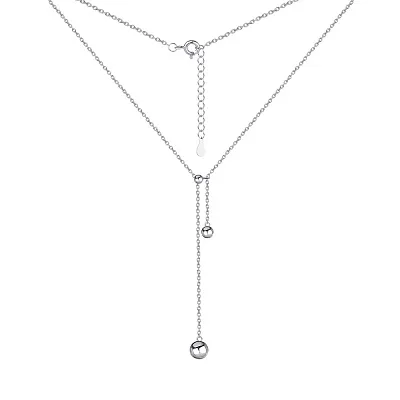 Серебряное колье - галстук с шариками (арт. 7507/1226)