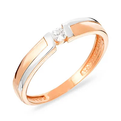 Золотое помолвочное кольцо с фианитом (арт. 140496)
