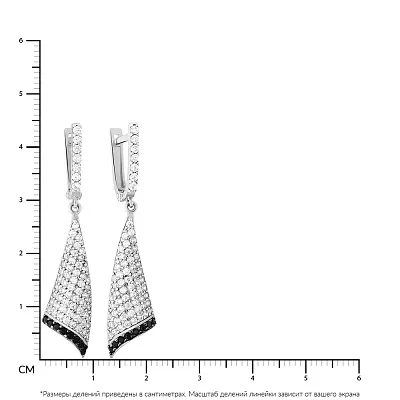 Сережки-підвіски з білого золота з фіанітами (арт. 110240бч)