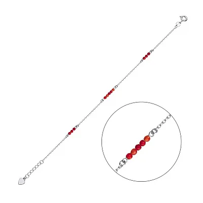 Серебряный женский браслет с ониксом (арт. 7509/1662ок)