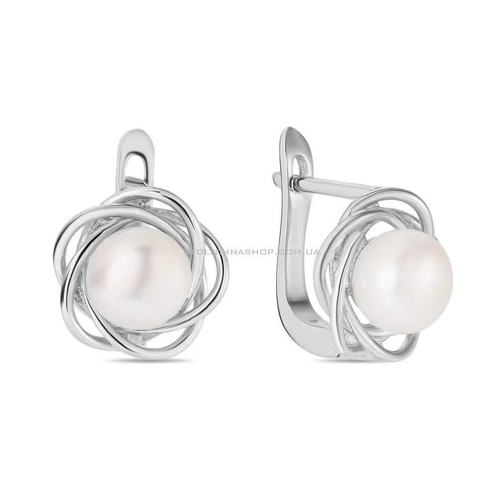 Срібні сережки з перлами (арт. 7502/3966жб) - цена