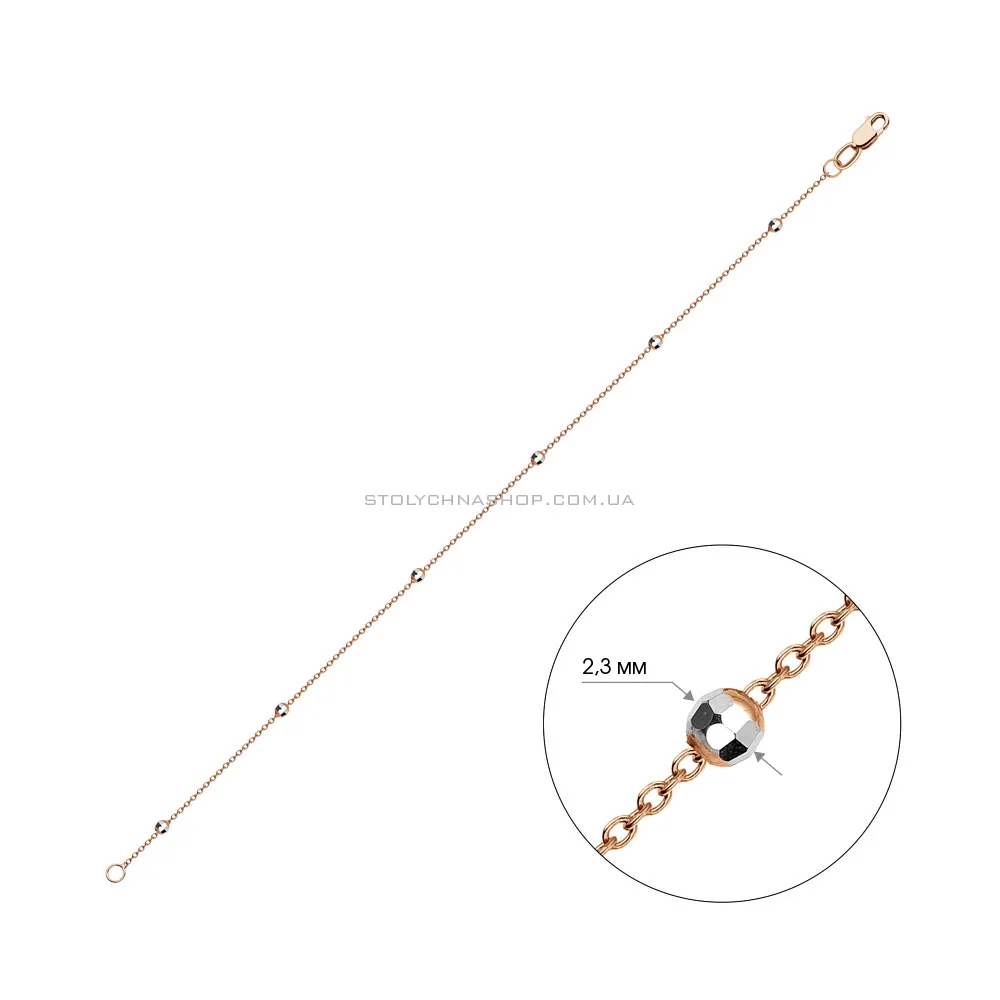 Браслет з червоного золота з родіюванням (арт. ц3118701р) - 2 - цена