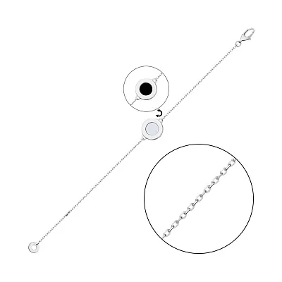 Браслет серебряный двусторонний с ониксом и перламутром (арт. 7509/1307/10оп)
