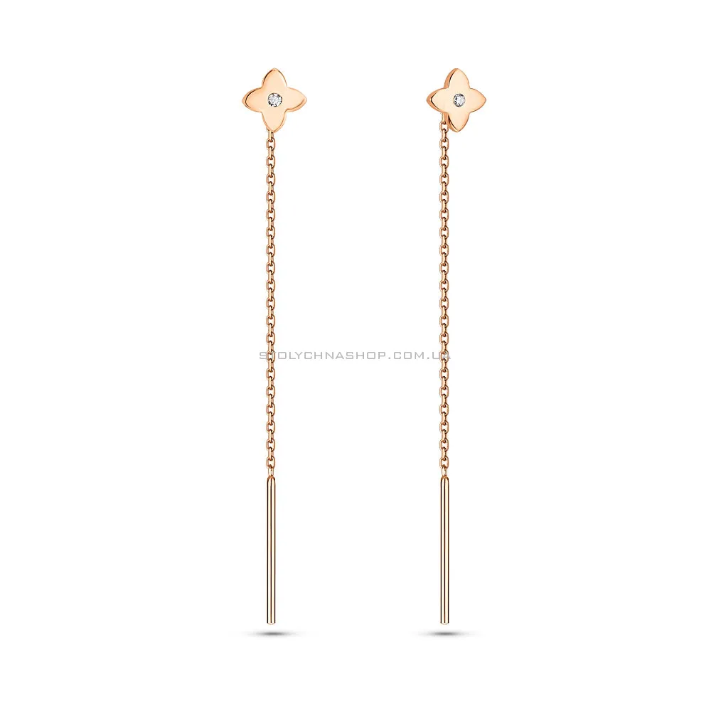 Золоті сережки-протяжки з фіанітами (арт. 110898)