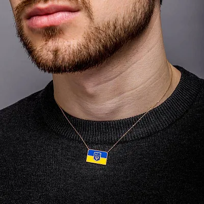 Золотое колье Флаг Украины с эмалью  (арт. 352615есж)