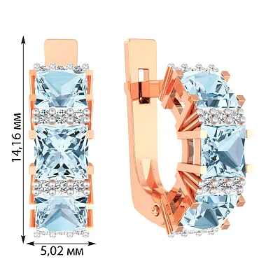 Золотые серьги с топазом и фианитами (арт. 110351Пг)